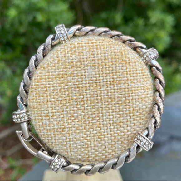 Jewelry - Brushed Silver Bracelet with Diamond Crystal Spacers